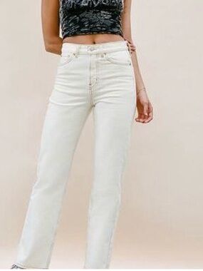 BDG Off-White High-Rise Straight Leg Jeans